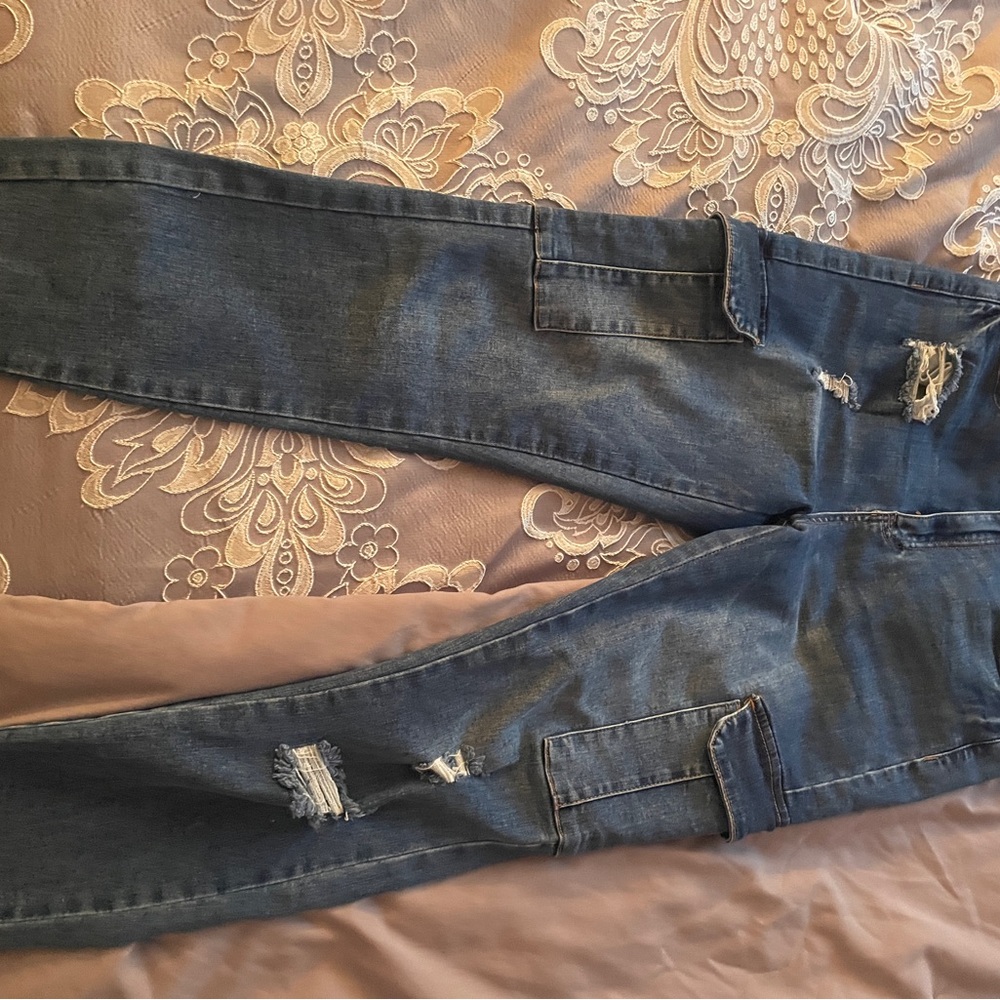 Wax Jean Blue Denim Cargo Pants
